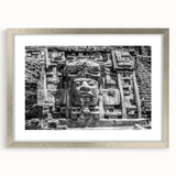 Textured abstract art print of Central America scenery in muted earth tones, framed in silver, ideal for bedroom art.