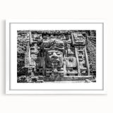 Abstract art print of a Central American landscape in muted earth tones on a framed white mat.