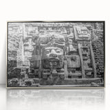 Mid-century modernist art depicting a Central American scenery in Belize, framed in silver acrylic.