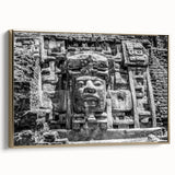 Black and white landscape art painting of Central America on framed canvas, featuring vintage poster style.