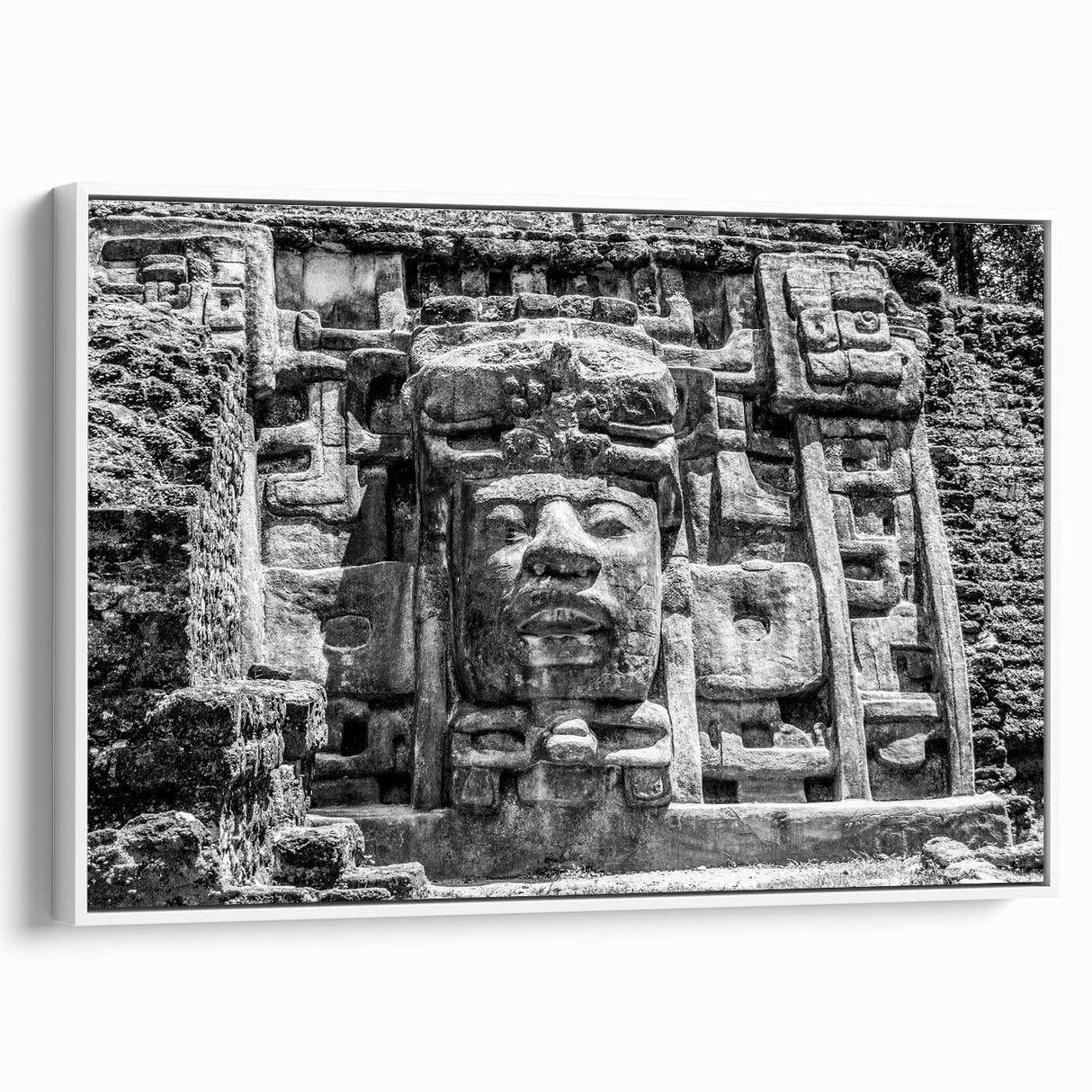 Vintage poster art of a Belize scenery in vibrant colors on a framed canvas, ideal for living room decor.