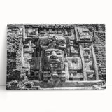 Black and white photograph of a tranquil Belizean landscape on stretched canvas, ideal for kitchen wall art.