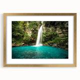 Extra large abstract art print depicting textured scenery of Central America, in muted earth tones, framed in gold.