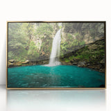 Mid-century modernist art of a Central American landscape in muted earth tones, framed acrylic print.