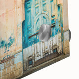 Large abstract wall art depicting a mid-century modernist Central American scenery in vibrant hues, acrylic glass.