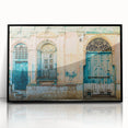 Large abstract wall art depicting a vibrant, colorful Central American landscape on a black framed acrylic.