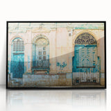 Large abstract wall art depicting a vibrant, colorful Central American landscape on a black framed acrylic.