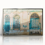 Mid-century modernist art depicting a Central American scenery in muted earth tones on a framed acrylic.