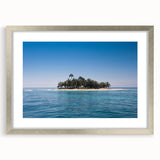 Textured abstract art print of Central American scenery in muted earth tones, framed in silver, ideal for bedroom art.