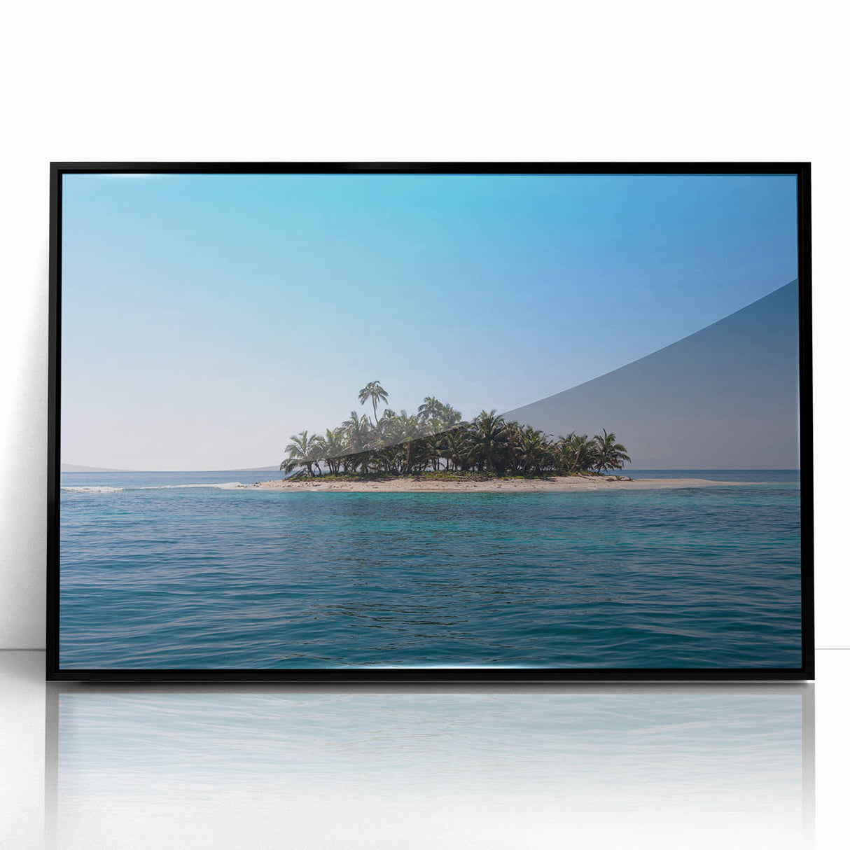 Large abstract wall art depicting a vibrant Central American scenery in a black frame, ideal for modern art wall decor.