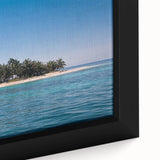 Extra large framed canvas featuring a textured depiction of a black Central American landscape with vibrant.