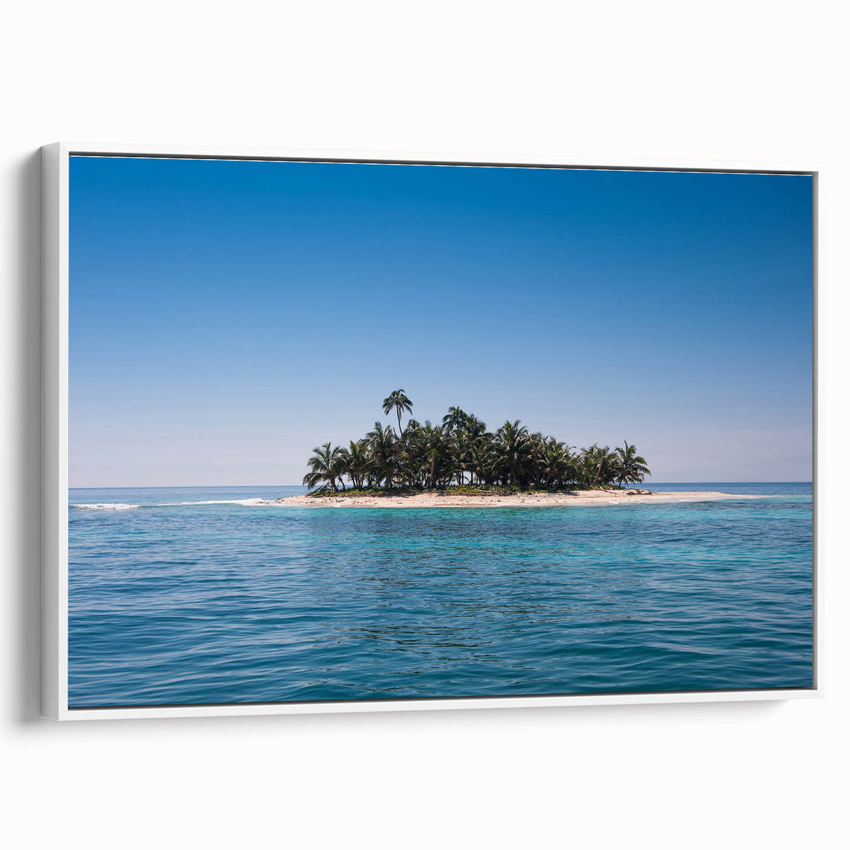Vintage poster art of a Central American scenery on a framed canvas, featuring vibrant colors, ideal for living room decor.