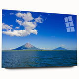 Large abstract wall art of Central American scenery in muted earth tones on acrylic glass.