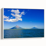 Vintage poster art of a Central American scenery, featuring vibrant colors on a white framed canvas.
