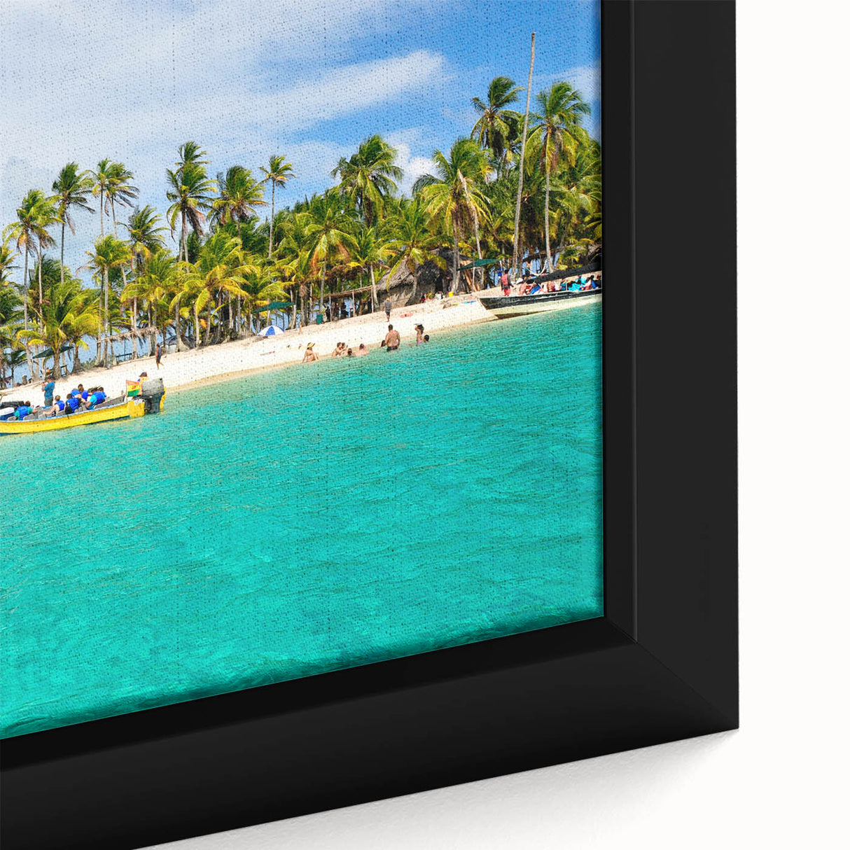 Extra large framed canvas featuring a textured black wall art of Central America scenery, ideal for living room decor.