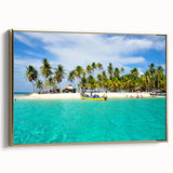 Framed canvas depicting a vintage-style landscape of Central America in Panama with muted earth tones.