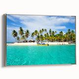 Landscape art painting of Central America with vibrant colors on framed canvas, suitable for a living room.