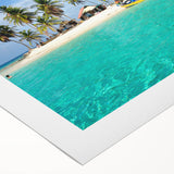 Art deco poster featuring a vintage Panama scenery in muted gold and teal tones, printed on rolled canvas.