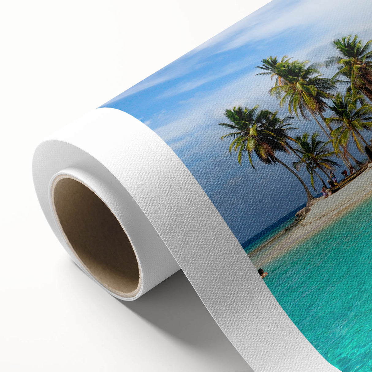 Art deco poster of Central America scenery on rolled canvas, featuring pastel color palette, ideal for nursery wall art.