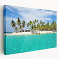 Panama landscape on large stretched canvas with lush green and blue tones, suitable for kitchen wall art.
