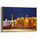 Framed canvas landscape art painting of Albania with muted earth tones, ideal for bedroom wall decor.