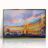 Large art print of a European landscape in Austria, framed in acrylic with gold tones, ideal for modern art wall decor.