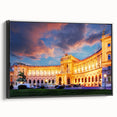 Black and white framed canvas of a vintage Austrian landscape, ideal for bedroom wall art.
