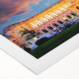 Art deco poster of an Austrian landscape in muted green and brown tones on rolled canvas, suitable for dining room decor.