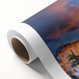 Art deco poster featuring a serene Austrian landscape in pastel shades, ideal for nursery wall art, on rolled canvas.