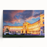 Black and white photograph of an Austrian landscape on a large stretched canvas, ideal for kitchen wall art.