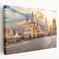 Scenic Belgian landscape on large stretched canvas, featuring soft pastel shades, ideal for kitchen wall art.