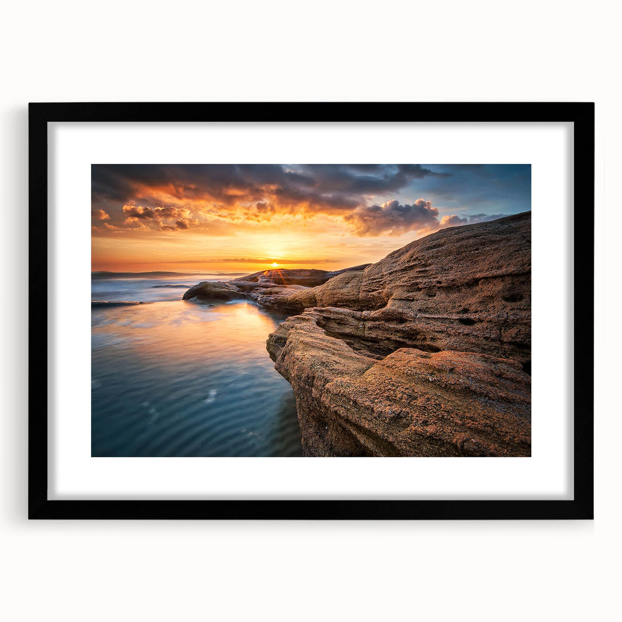 Extra large framed abstract art print featuring textured, colorful depiction of a European landscape.