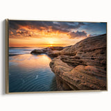 Framed canvas wall art depicting a vintage Bulgarian landscape in black with gold accents, ideal for bedroom decor.