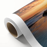 Art deco poster of a European scenery in muted blue and green tones on rolled canvas, ideal for nursery wall art.