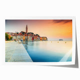 Rolled print of a Croatian landscape featuring vibrant green and blue tones, suitable as art wall dining room decor.