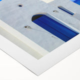 Art deco poster of a European Cyprus landscape in muted earth tones on rolled canvas, suitable for dining room decor.