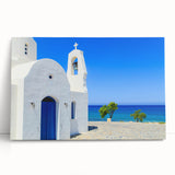 Black and white photograph of a European Cyprus landscape on a large stretched canvas, ideal for kitchen wall art.