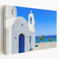 Large art print of a European Cyprus landscape on stretched canvas, featuring earthy tones, ideal for kitchen wall art.
