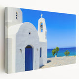Large art print of a European Cyprus landscape on stretched canvas, featuring earthy tones, ideal for kitchen wall art.