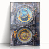 Art deco poster of Prague skyline in muted hues on framed acrylic, suitable for modern art wall decor.