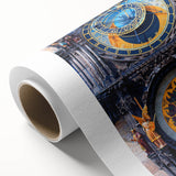 Art deco poster of Prague skyline in pastel shades on rolled canvas, ideal for nursery wall art or dining room decor.