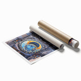 Extra large rolled print of Prague scenery with floral accents in muted tones, ideal for classy bathroom wall art.