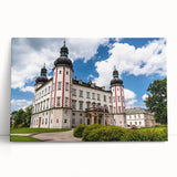 Black and white stretched canvas of Prague skyline, ideal for kitchen wall art.