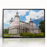 Large abstract wall art depicting a Czech Republic scenery in muted earth tones on a framed acrylic.
