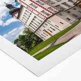 Art deco poster featuring the Prague skyline in muted sepia tones on rolled canvas, suitable for dining room decor.