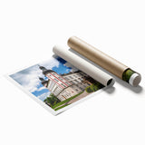 Extra large rolled print of a Czech Republic scenery with floral accents in muted earth tones.