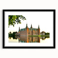 Extra large abstract art print of a colorful European scenery in a black frame, ideal for living room decor.