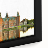 Black wall art featuring a textured, colorful European scenery on a large framed canvas, ideal for living room decor.