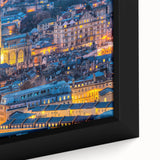 Black wall art featuring a textured view of Bath, England, with colorful, extra large canvas ideal for living room decor.