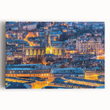 Black and white stretched canvas featuring the Bath, England skyline, ideal for kitchen wall art or bedroom decor.